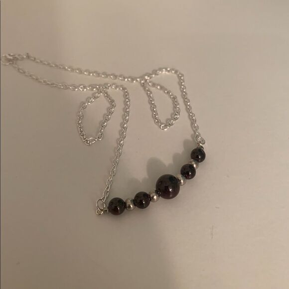 Garnet Stone And Silver 17” Necklace, Brand New - Picture 6 of 7